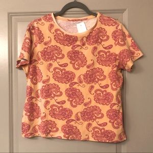 Kim Rogers size medium peach and pink paisley tee